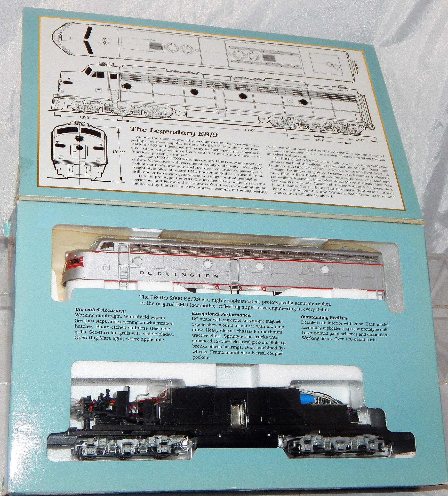 Life-Like PROTO 2000 8046 Burlington CB&Q EMD E8/9 #9943A HO Scale