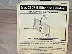 Lionel 230 Lighted Billboard BLINKER Accessory w/ instructions Metal 410 O/027