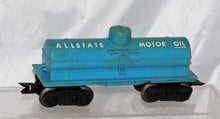 Load image into Gallery viewer, Marx 9553 Blue Allstate Motor Oil Single dome Tank Car Sears Type F trucks 1959
