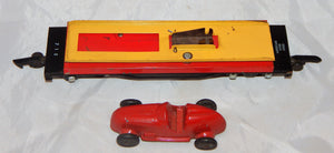 1948 American Flyer 715 Unloading flat car w/ RED Manoil Racer Works Operating S