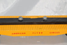 Load image into Gallery viewer, American Flyer #643 Yellow Wood Circus Flatcar w Lion/Zebra Cages+Truck RESTORED
