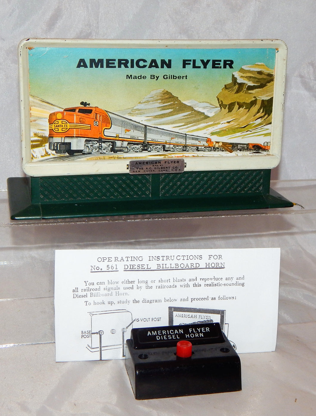 ORIGINAL American Flyer #561 Diesel Horn Billboard Sound w/button 1950s Santa Fe