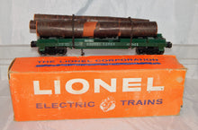 Load image into Gallery viewer, Boxed Lionel 6361 Flatcar w/ Timber Log Car Real wood Postwar trains metal chain
