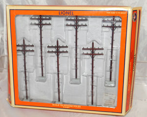 Lionel 6-37851 Scale-sized Telephone Poles Nicely Detailed 7.5" tall Set of 6