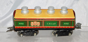 Marx Trains 2552 CRI&P Gondola w/ repro milk can load +insert 6" Prewar Auto cpl