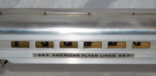 Load image into Gallery viewer, CLEAN American Flyer 663 Aluminum Observation Car Metal lighted w/drumhead 1950s S
