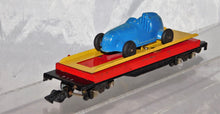 Load image into Gallery viewer, American Flyer 715 Unloading flatcar w/original Tootsietoy Blue Racer Works &#39;52
