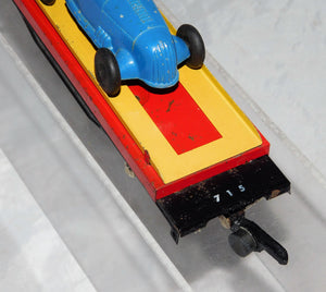 American Flyer 715 Unloading flatcar w/original Tootsietoy Blue Racer Works '52