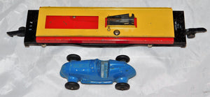 American Flyer 715 Unloading flatcar w/original Tootsietoy Blue Racer Works '52