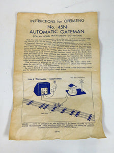Lionel 45N Gateman PREWAR 1940 Ivory Decal version works + Original Box dc buck