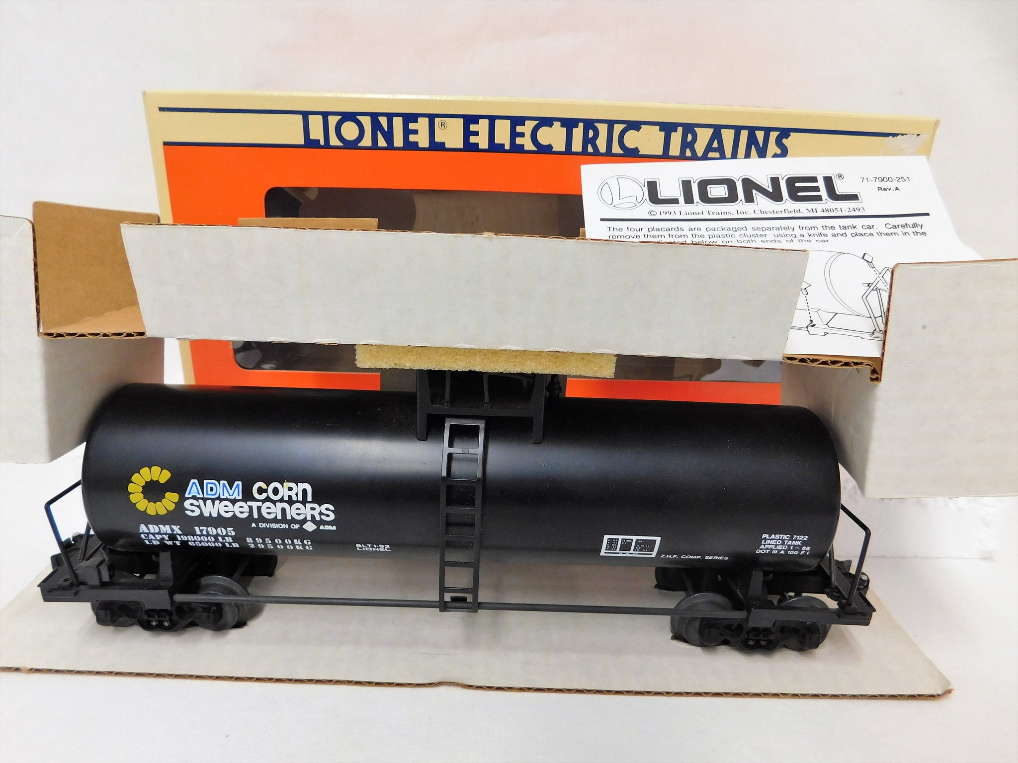 Lionel 6 17905 Archer Daniels Midland Unibody Tank Car O Gauge