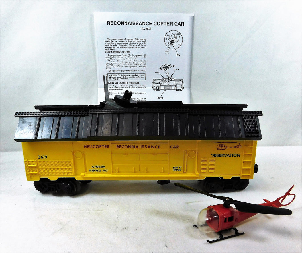 Lionel 3619 Reconnaissance Helicopter Car Postwar Operates Works Instruction cpy