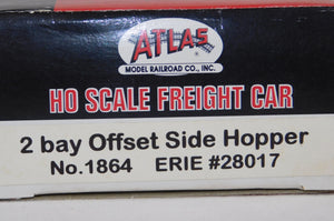 Atlas 1864 Black 2 Bay Offset Side Hopper Erie #28017 HO Scale Boxed NOS train
