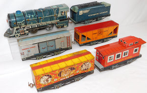 UNIQUE Arts 1950 TRAIN set #1950 Steam w/ JewelT Circus Tiger car & freight cars