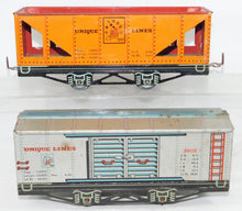 Load image into Gallery viewer, UNIQUE Arts 1950 TRAIN set #1950 Steam w/ JewelT Circus Tiger car &amp; freight cars
