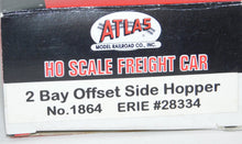 Load image into Gallery viewer, Atlas 1864 Black 2 Bay Offset Side Hopper Erie #28334 HO Scale Boxed NOS train
