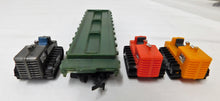 Load image into Gallery viewer, TYCO 2475 Western Maryland Flat Car w/ 3 Tractors HO Scale Farm / Construction Vintage
