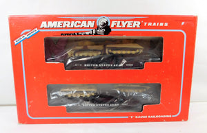 American Flyer 6-48507 US Army 2 Flatcars w/4 Desert Tanks military Allied flags