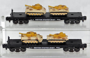American Flyer 6-48507 US Army 2 Flatcars w/4 Desert Tanks military Allied flags