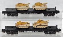 Load image into Gallery viewer, American Flyer 6-48507 US Army 2 Flatcars w/4 Desert Tanks military Allied flags
