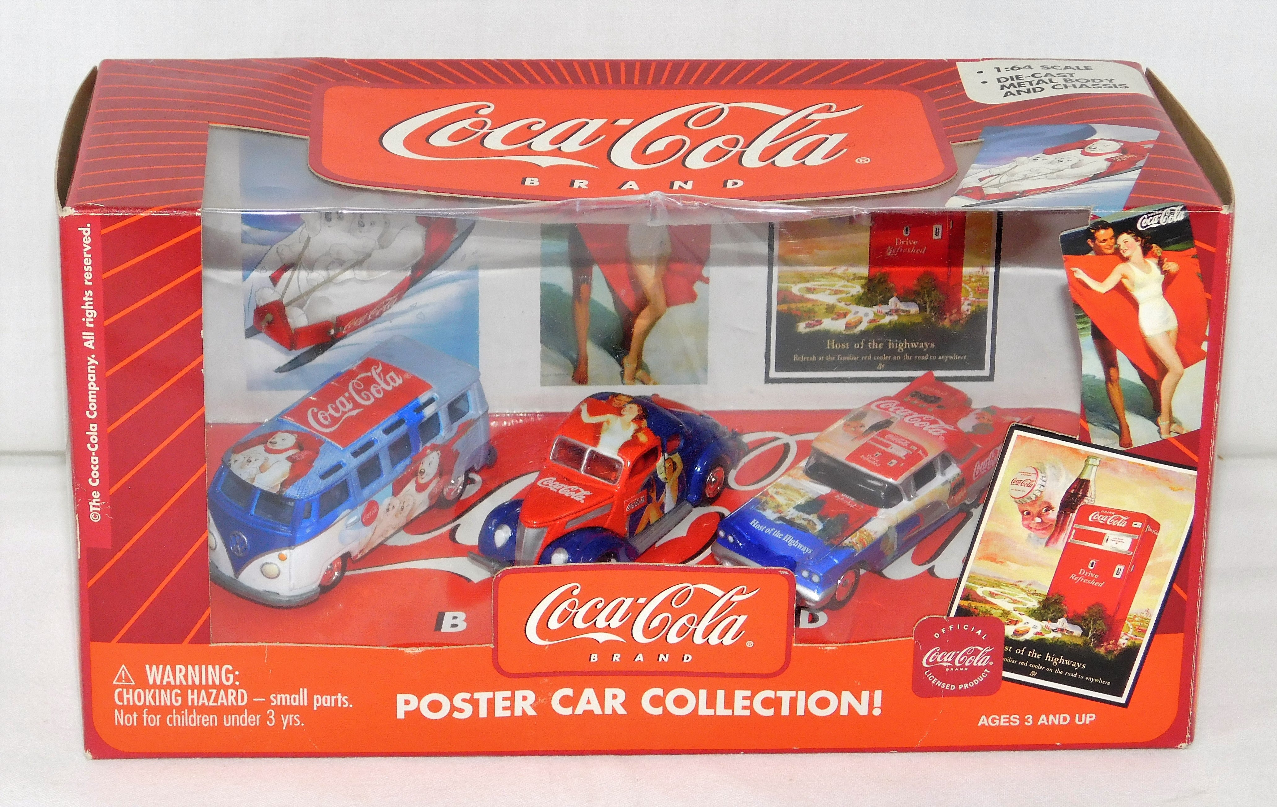 Johnny Lightning 3 Coca-Cola Poster Cars 1/64 37 Ford Coupe