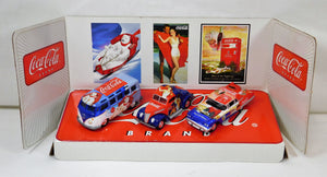 Johnny Lightning 3 Coca-Cola Poster Cars 1/64 37 Ford Coupe T-Bird VW Bus Great for American FLYER loads