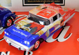 Johnny Lightning 3 Coca-Cola Poster Cars 1/64 37 Ford Coupe T-Bird VW Bus Great for American FLYER loads