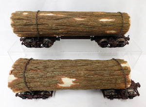 LGB 45770 Set of Two disconnect log cars brown w/ Large logs & drawbars G w/ Hook & Loop Couplers