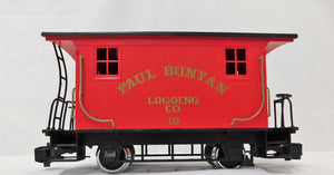 Bachmann Bobber Caboose Paul Bunyan Logging Co #10 G Gauge Red Railroad Train