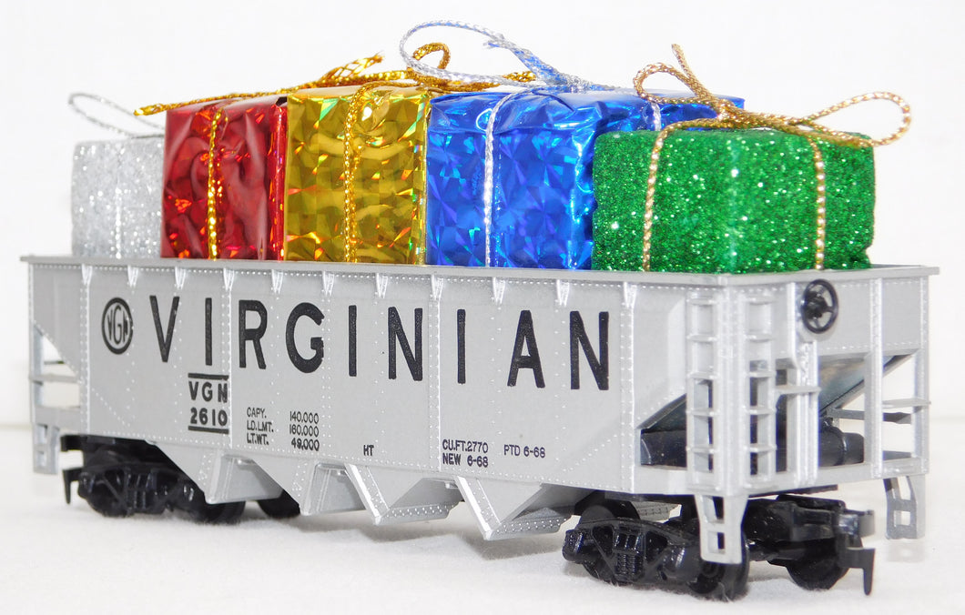 HO Scale Custom Christmas Hopper w/ Colorful Christmas Presents Virginian Holiday Tyco C7