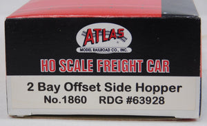 Atlas 1860 Two Bay Offset Side Hopper RDG #63928 Boxed HO Scale Reading NOS C-9