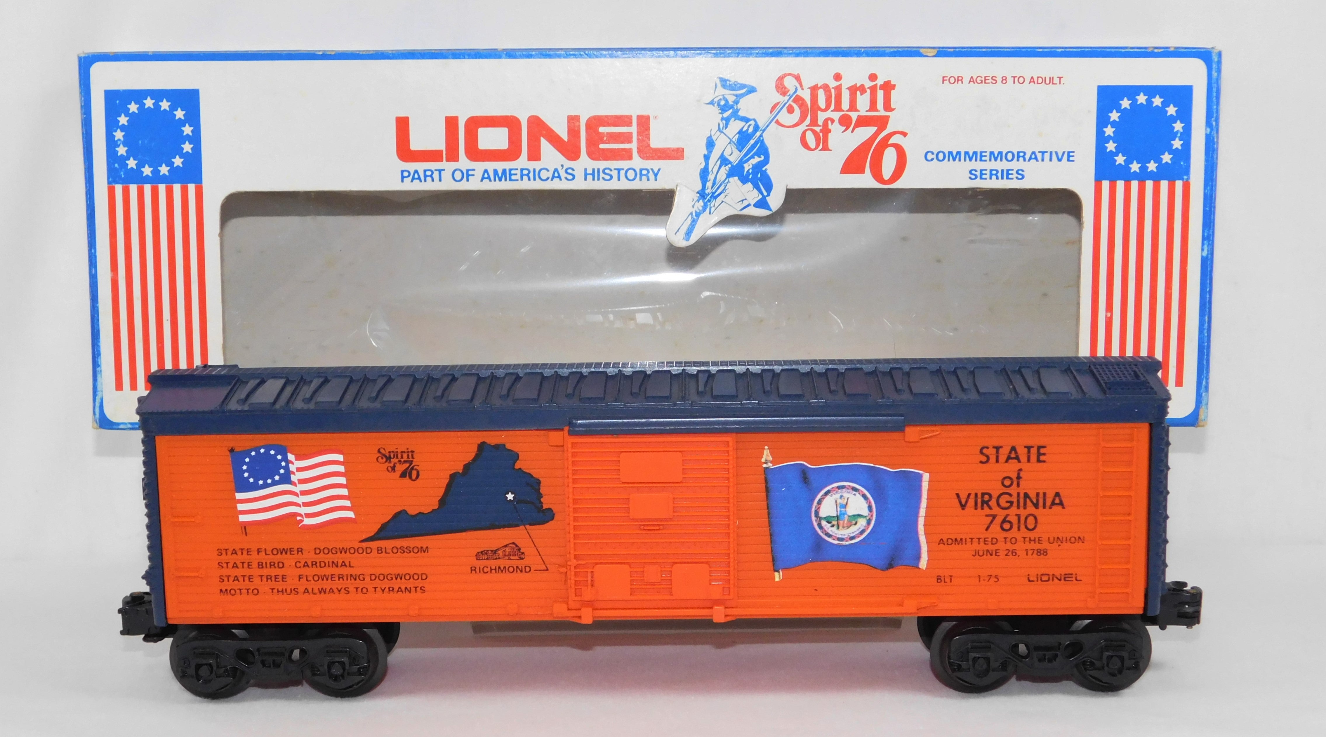 Lionel 6-7610 State of Virginia Box Car Spirit of 76 Bicentennial Lionel 6-7610 State of Virginia Box Car Spirit of 76 Bicentennial