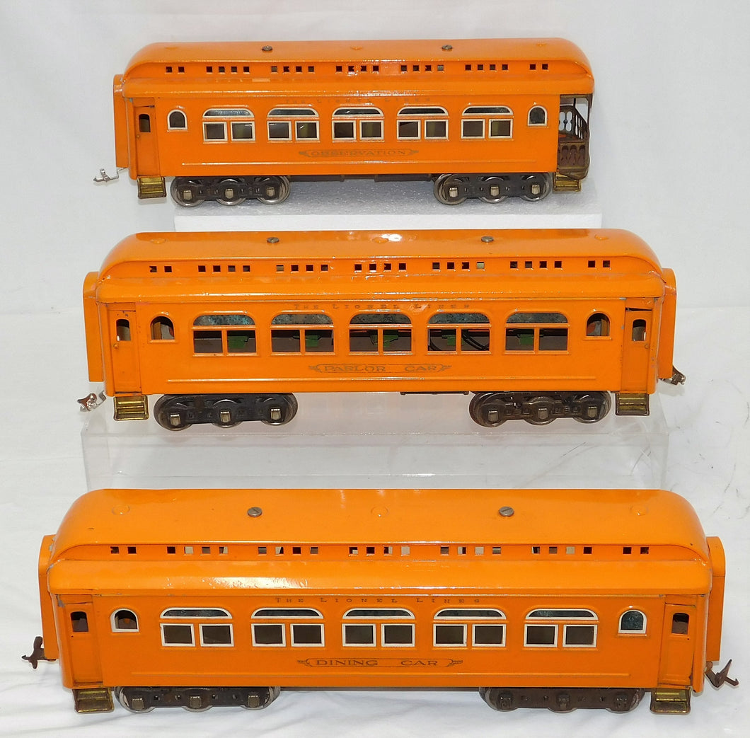 Lionel 418 431 490 Standard Gauge Passenger cars Repainted  ORANGE 18