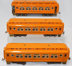 Lionel 418 431 490 Standard Gauge Passenger cars Repainted  ORANGE 18" 12 wheel