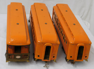 Lionel 418 431 490 Standard Gauge Passenger cars Repainted  ORANGE 18" 12 wheel