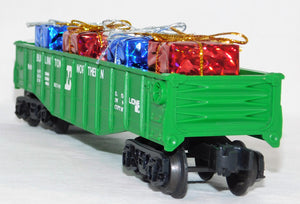 Lionel Trains BURLINGTON CHRISTMAS gondola w/ Small Present Load O 027 CB&Q C-7