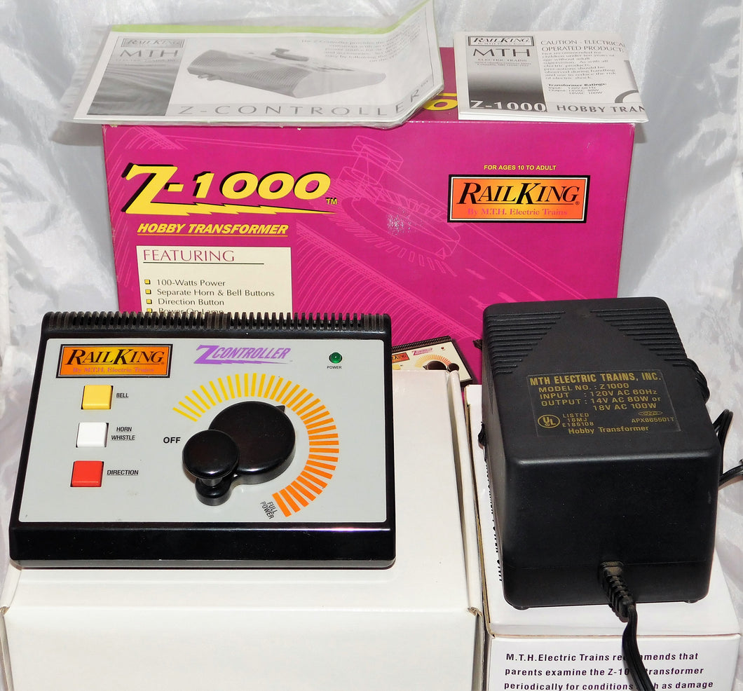 MTH Z-1000 Transformer & Power Supply boxed Rail King AC 100 watts 40-1000 C-8+