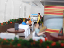 Load image into Gallery viewer, Menards 279-8322 Rocket Diner O Gauge  Smokes Lights Figures Layout Restaurant
