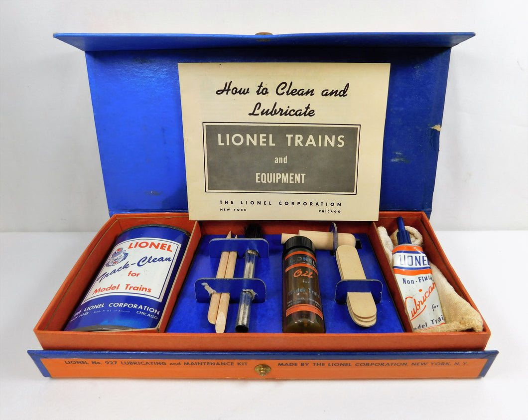 Lionel 927 CLEAN POSTWAR Boxed Lubricating Maintenance Kit w/Instrct + BLUE tin