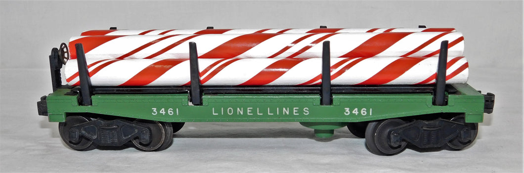 Lionel 3461Postwar GREEN Automatic Dump Car w/ Christmas Peppermint Stick Logs Load