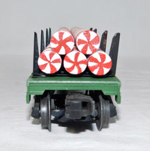 Load image into Gallery viewer, Lionel 3461Postwar GREEN Automatic Dump Car w/ Christmas Peppermint Stick Logs Load
