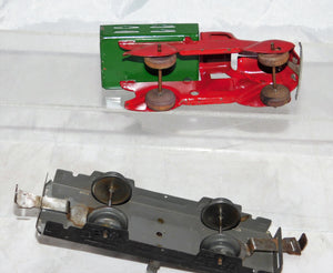 Marx Trains #562 Flatcar w/red & green stake truck 6" tinplate WOOD wheels ORIGINAL