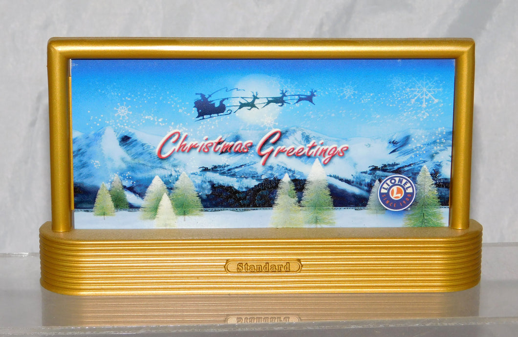 Lionel Christmas Greetings Billboard Santa & Reindeer Gold frame Holidays Sign