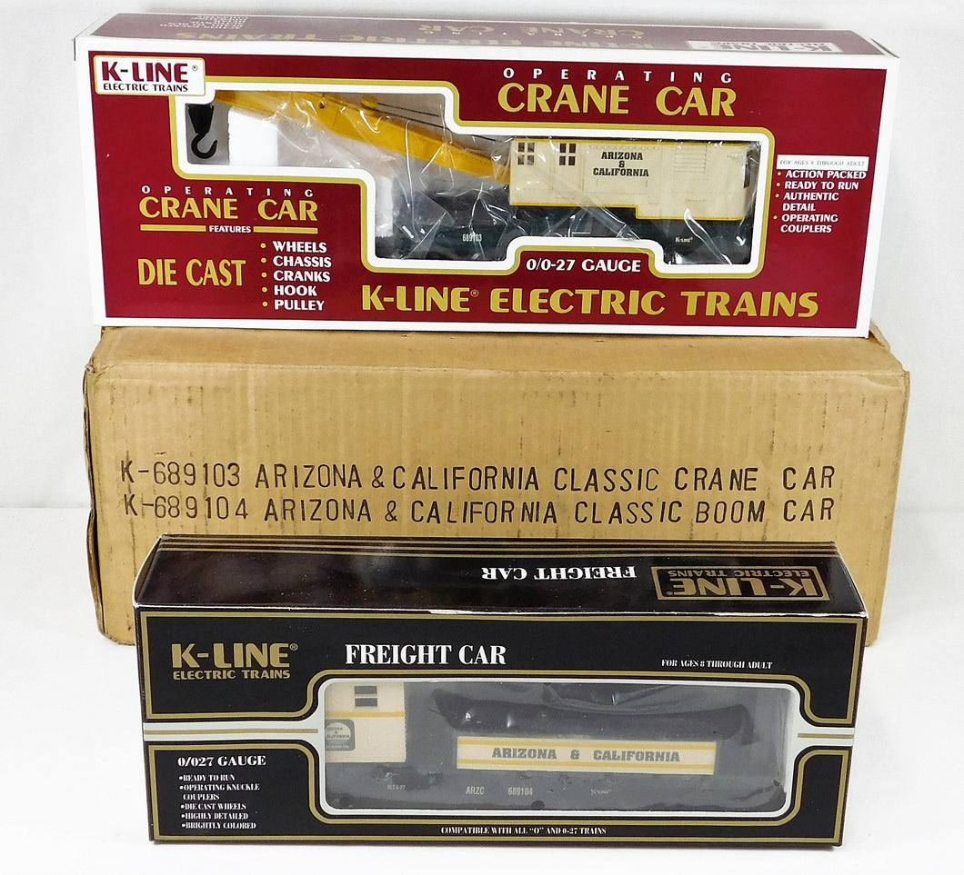 K-Line K-689103 & K-689104 Arizona California Boom & Crane car 1997 TCA C-8