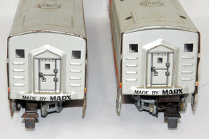 Marx 21 Santa Fe FT AB Diesel Units Metal litho large Running tinplate 12" 50-54