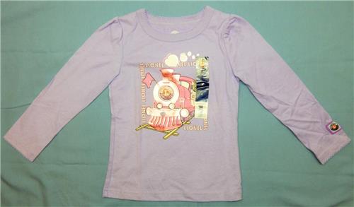 Lionel Trains Purple Toddler Long Sleeve T-shirt Steam Engine w/Teddy Bear 3T4T5