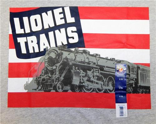Lionel Trains T-Shirt 1940's US Flag & Steam Engine Catalog Cover Hudson Awesome